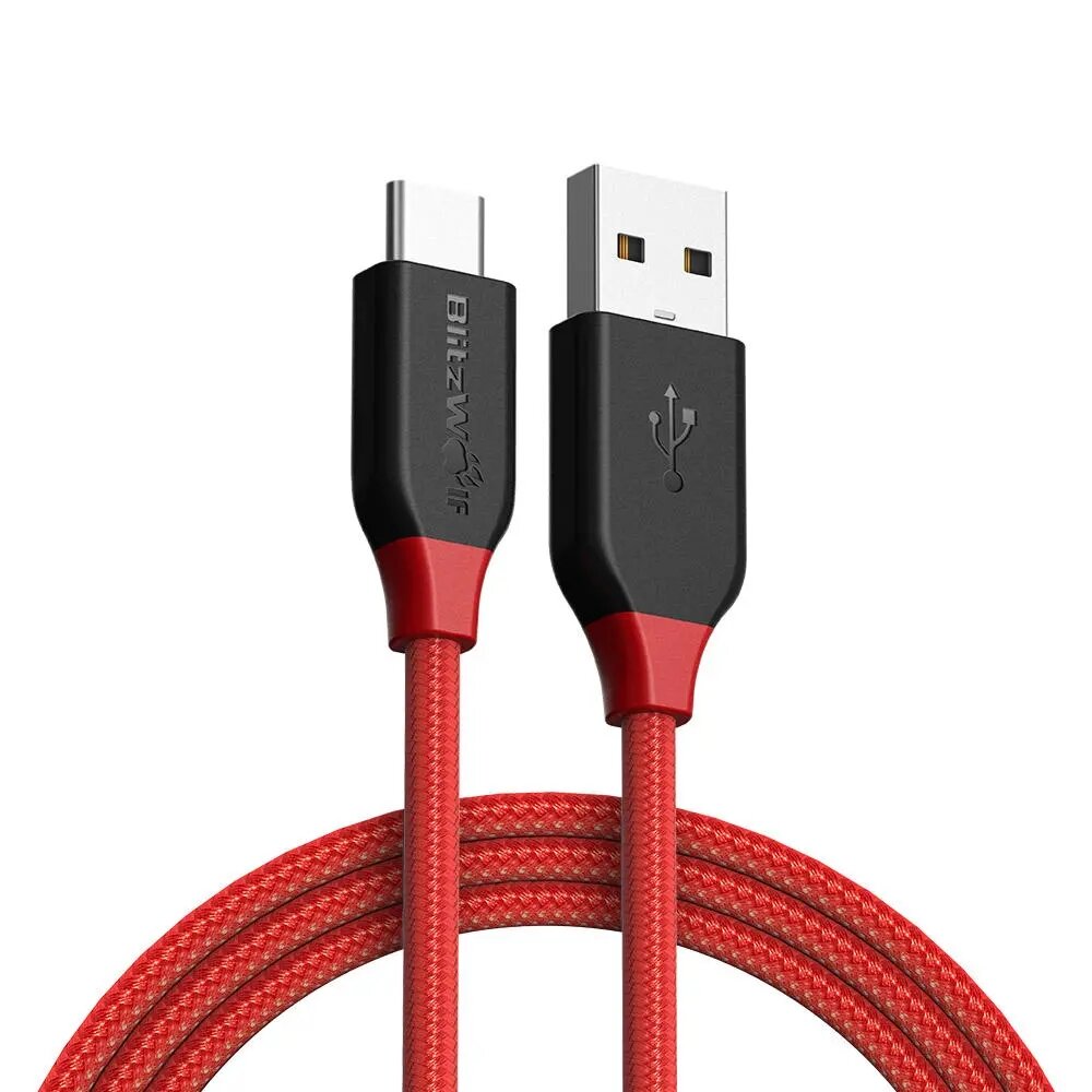 

[8 шт.] BlitzWolf® AmpCore BW-TC5 3A USB Type-C Плетеный кабель для зарядки и передачи данных 1 м с кабельным коллекторо