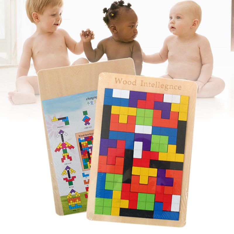 

Baby Wooden Tetris Puzzles Blocks Toys Kids Children Toddlers Educational Preschool Game Jigsaw Puzzle Toy Desktop Casua