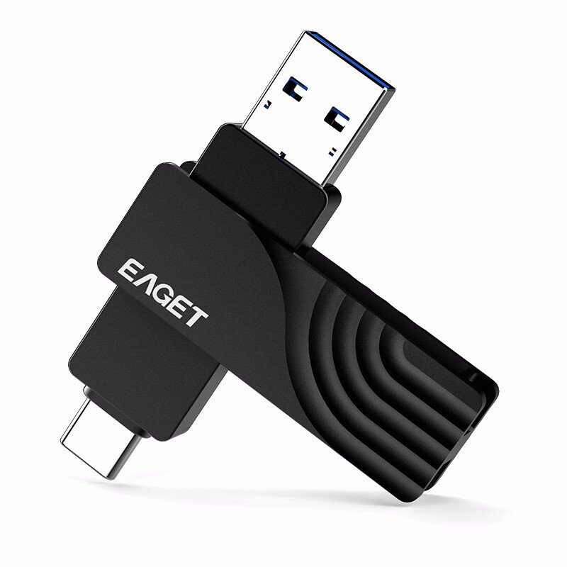 

EAGET CF30 2 в 1 USB3.1 Type-C Flash Привод Сверхбыстрая передача Поворот на 360 ° Цинковый сплав 32GB 64GB 128 ГБ 256 Г
