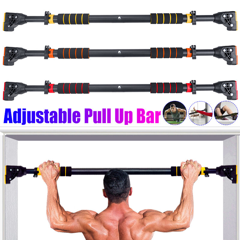 

Adjustable 72-110cm Pull-Up Bar Adjustable Chin Up Bar Body Workout Home Gym System Exercise Black Orange