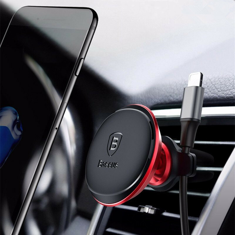 

baseus Кабельный зажим Магнитного вращения Держатель авто для телефона с зажимом для кабеля Подставка для Samsung S8