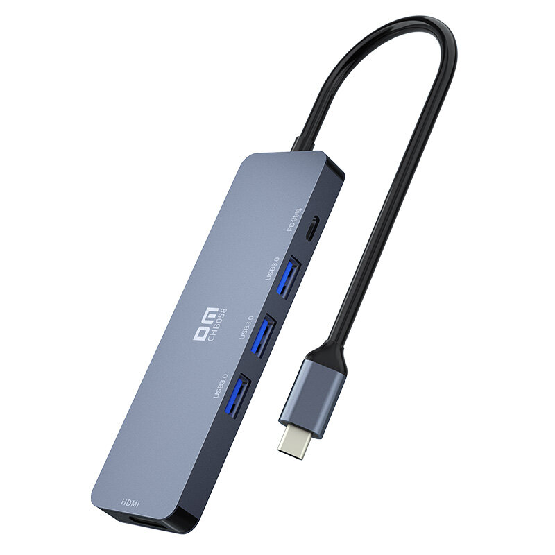 

DM CHB058 5-в-1 док-станция USB3.0 Hub USB-адаптер с USB3.0*3 USB-C PD Зарядка 4K HDMI для портативных ПК Huawei Xiaomi
