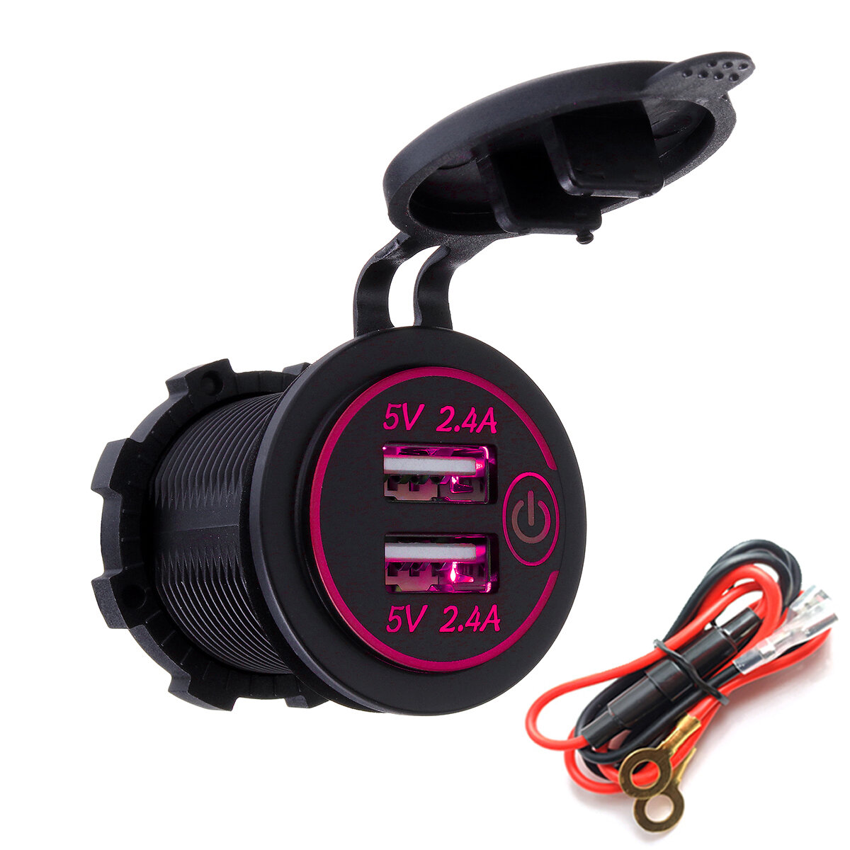 

P18-S Сенсорный выключатель со шнуром питания 2.4A + 2.4A Dual USB Авто Моторная лодка Модифицированное зарядное устройс