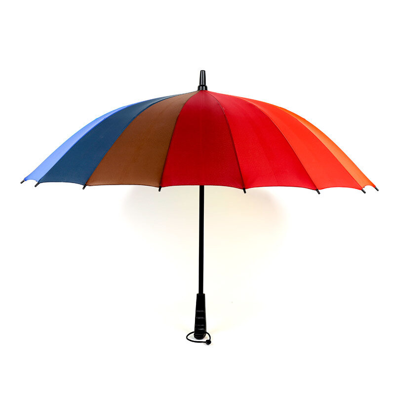 

16k Rib Color Rainbow Модная длинная ручка Прямая Anti-UV Sun / Rain Палка Golf Umbrella