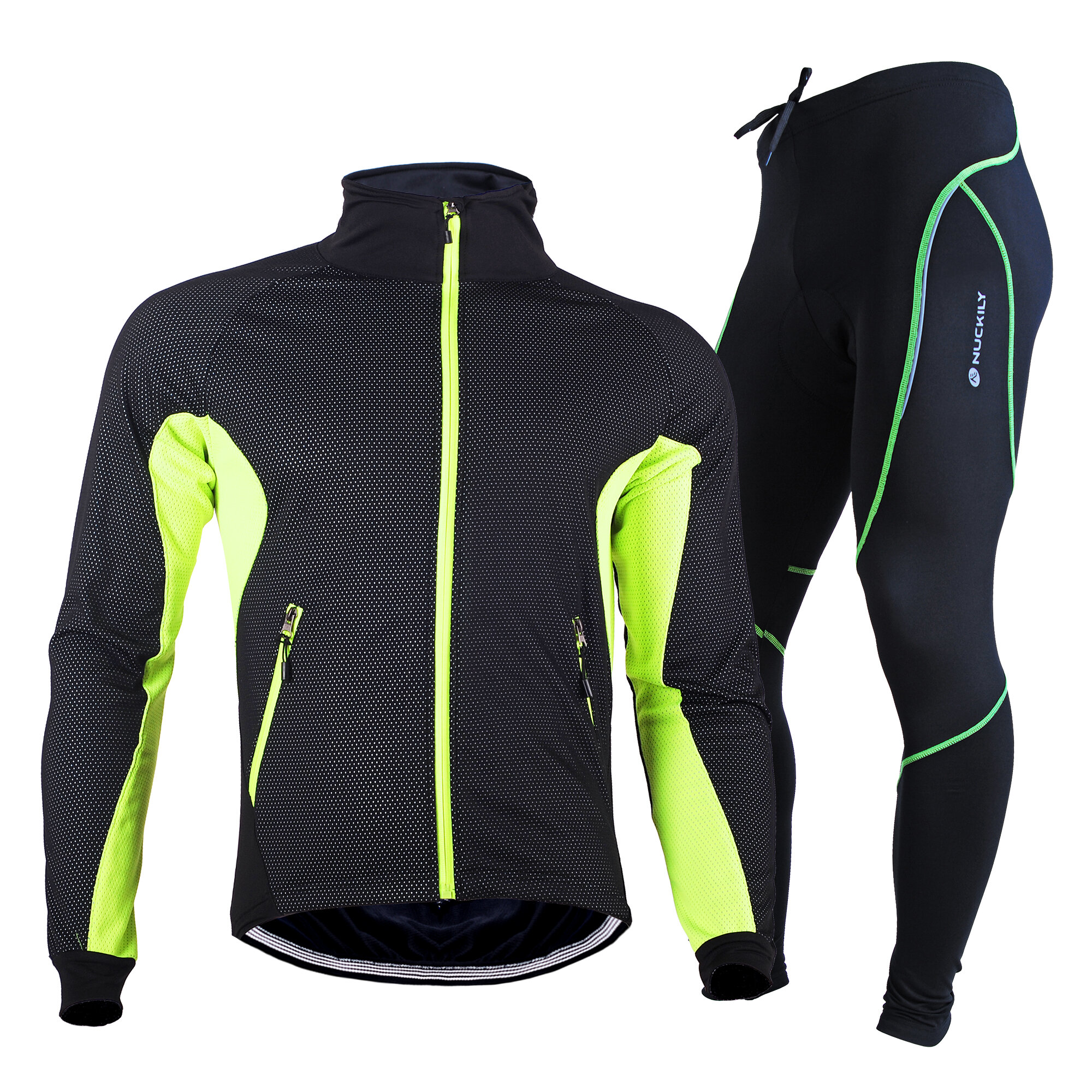

NUCKILY Мужская одежда для велоспорта Комплект флисовой велосипедной куртки Водонепроницаемы Ветрозащитный теплый спорти