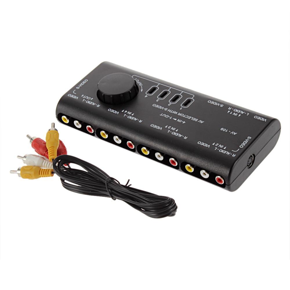 

4 в 1 Out AV RCA Switch Коробка AV Audio Video Signal Switcher 4 Way Splitter