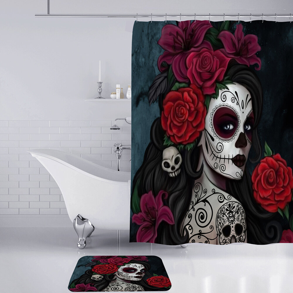 

3D Printed Waterproof Polyester Shower Bath Curtain Set of Halloween Woman for Holidays & Party Gadgets