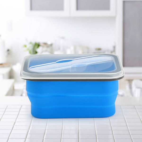 

KC-FY02 Складной контейнер для еды Bento Силиконовый Lunch Коробка BPA Free складной с посудой