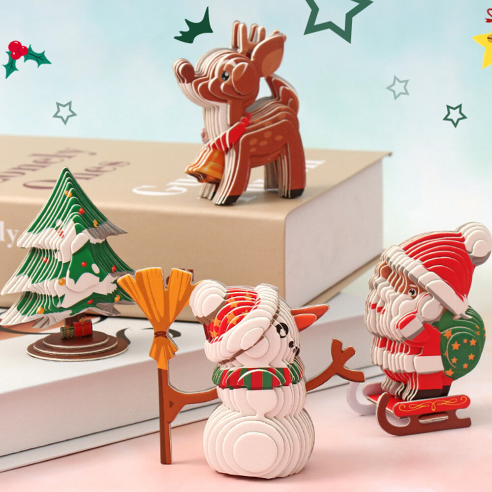 

DIY 3D рождественская головоломка Монтессори раннее образование ручной работы ремесло игрушки деревянные штабелируемые и