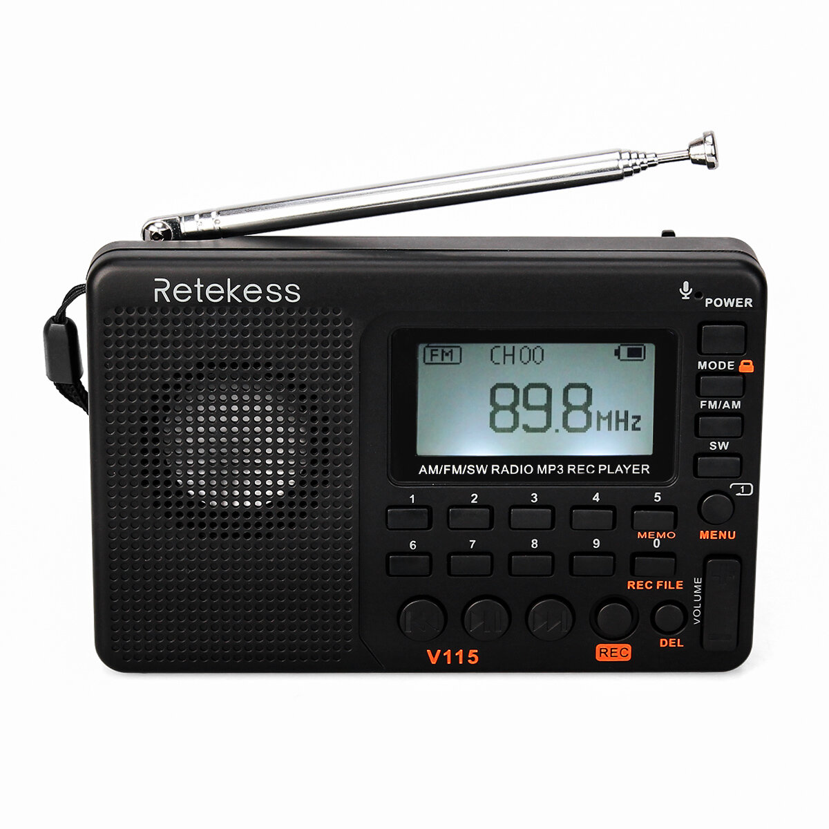 

Retekess F9204D TIVDIO FM Радио V-115 FM / AM / SW Радио Bass Sound MP3-плеер REC Диктофон с таймером сна
