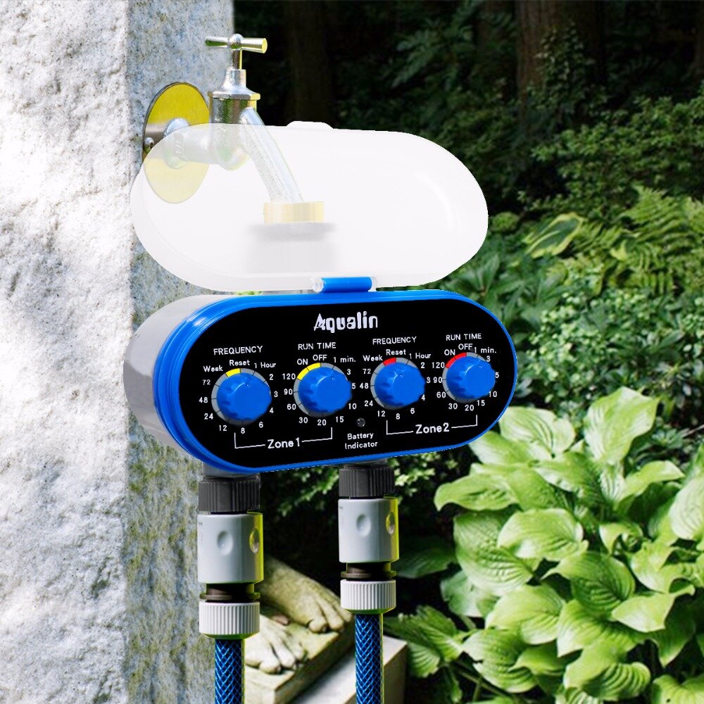 

Aqualin Garden Watering Timer Two Outlet Four Dials Ball Valve Automatic Electronic Home Garden Irrigation Controller Sy