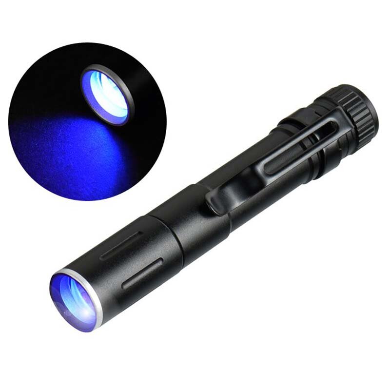 

395 нм UV LED Портативный фонарик Ручка Свет 3 режима освещения Mini Ручка Фонарик Карманный аварийный фонарик Маленький