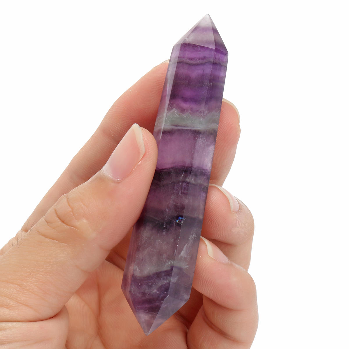 

100% натуральный фиолетовый флюорит Кристалл Кварцевая точка Двойной конец Палочка Исцеляющий камень