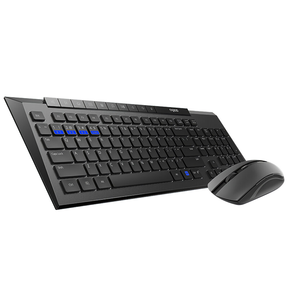 

Rapoo 8200M Multi-Mode Wireless Keyboard & Mouse Set bluetooth 3.0/4.0/2.4GHz 113 Keys Keyboard 1600DPI Mouse Office Bus