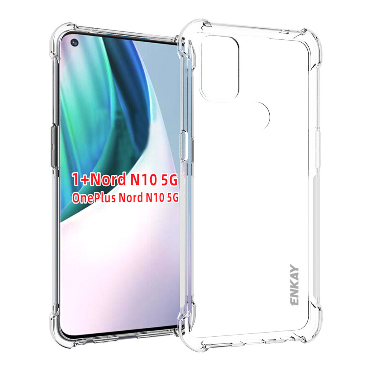 

Enkay for OnePlus Nord N10 5G Case with Airbags Anti-Fingerprint Non-Yellow Transparent TPU Protective Case Back Cover