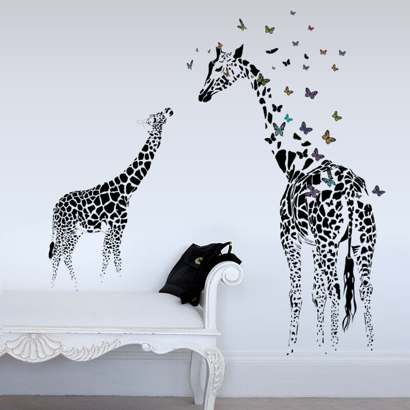 

Honana DX-368 3D Жираф Красочный стикер стены бабочка Съемный домашний декор спальня искусства аппликация