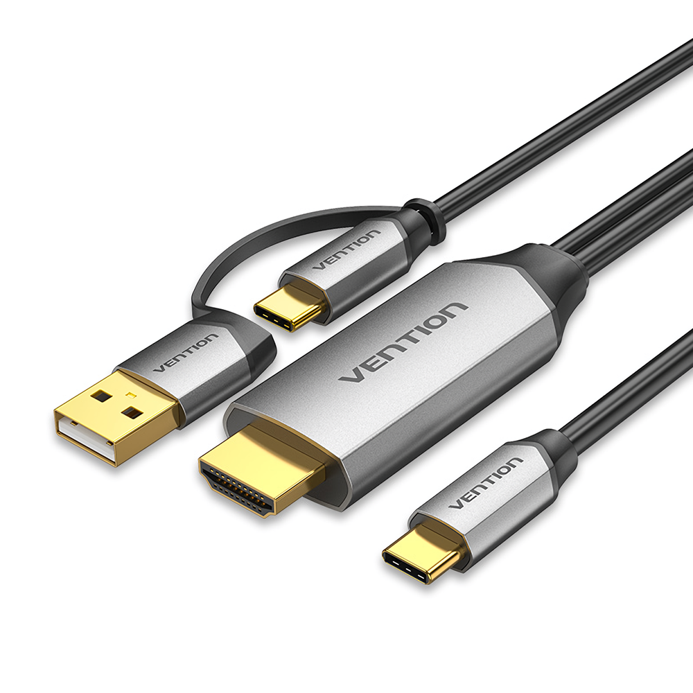 

Vention CGX USB-C - HDMI-совместимый кабель Многофункциональный кабель для передачи данных с USB + USB-C 2-в-1 Кабель дл