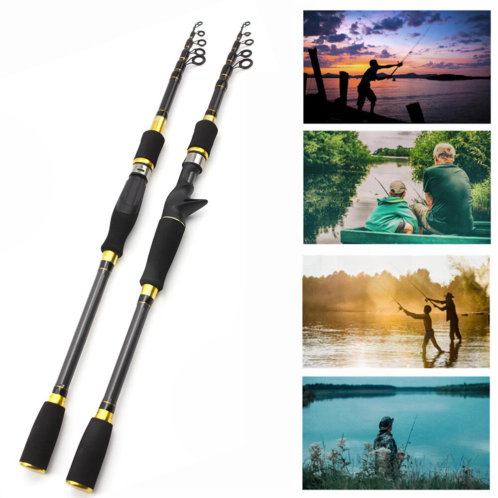 

Ultra-light Carbon Spinning Lure Casting Rod Lure Telescopic Portable Fishing Rod for Baitcasting Reel