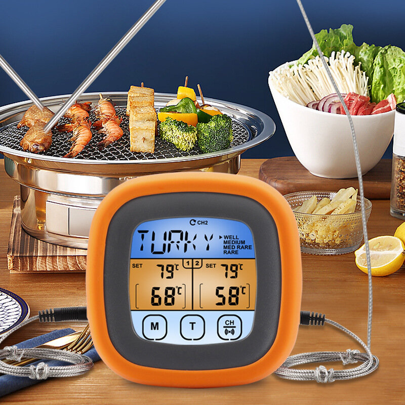 

TS-6601-2 Сенсорный экран с двойной иглой Еда Термометр Кухня Выпечка Мясо Барбекю Термометр