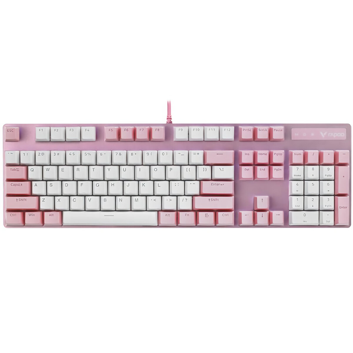 

RAPOO V500PRO 104 клавиши Механический Клавиатура Проводной USB Механический Переключатель PBT Подвеска Розовый + белые