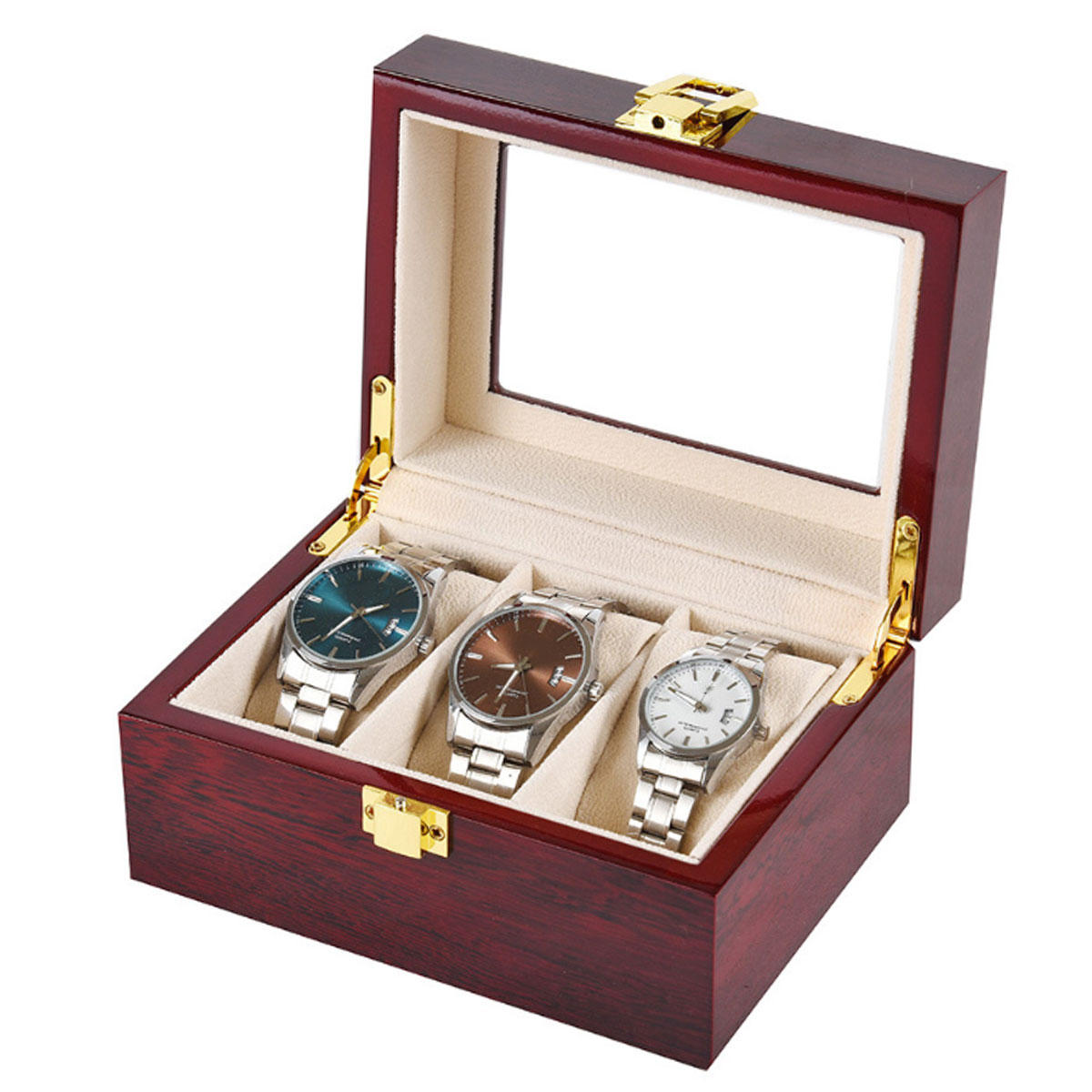 

Деревянные часы Коробка Дисплей Коробка Ювелирные изделия Коробка Хранение Коробка Six Grid Three Grid