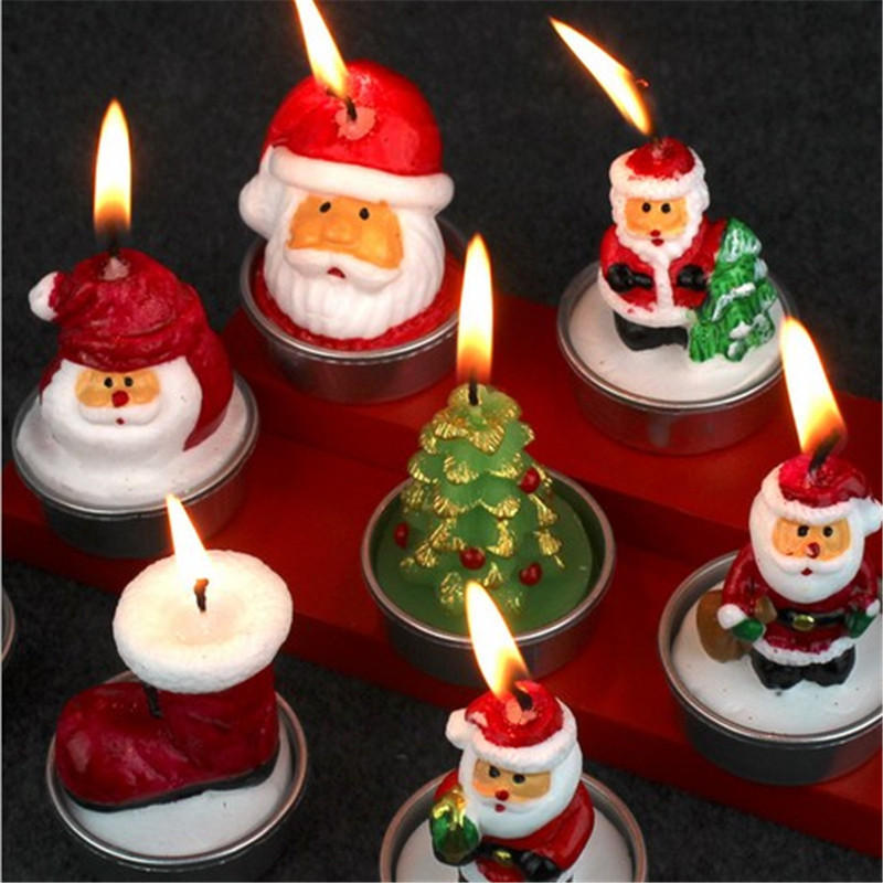 

Рождество 2017 3шт Свеча Санта-Клаус Снеговик Сосновые орехи Свеча Стороны Подарки Украшение Свечи Лампа