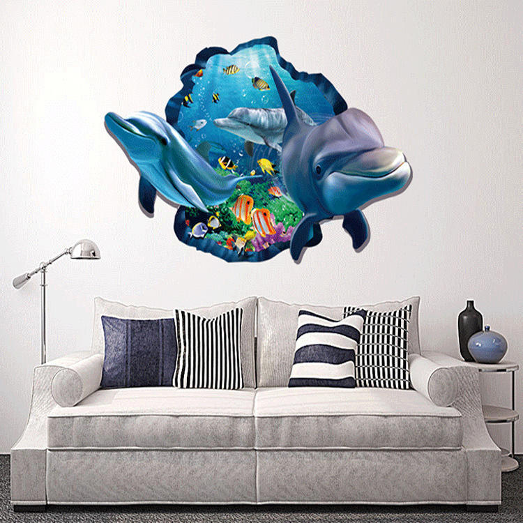 

Miico Творческий 3D Морской рыбный дельфин Съемный домашний номер Декоративный настенный декор наклейки