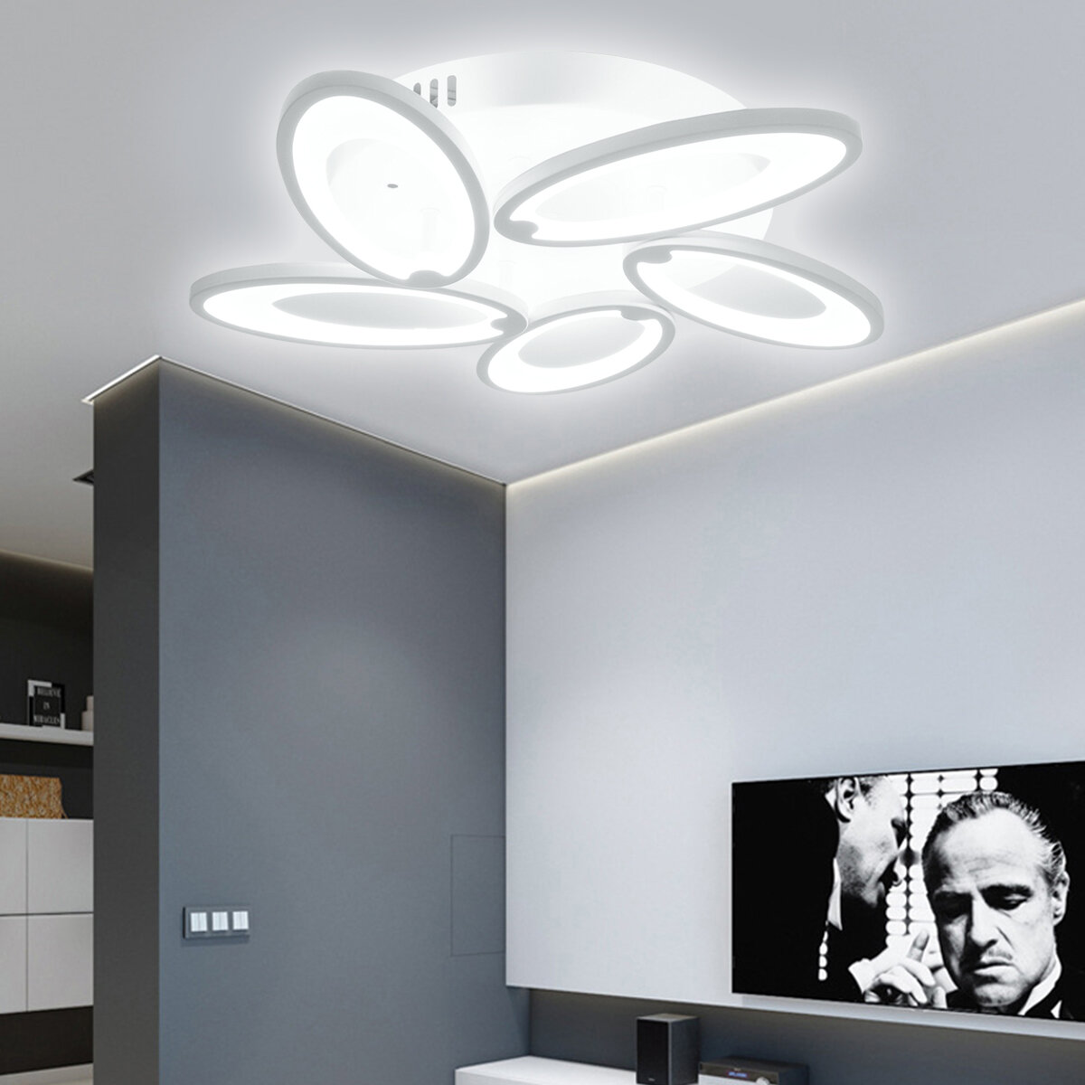 

5 головок современные LED потолочные акриловые домашние светильники домашняя люстра лампа + пульт 3200-6500K