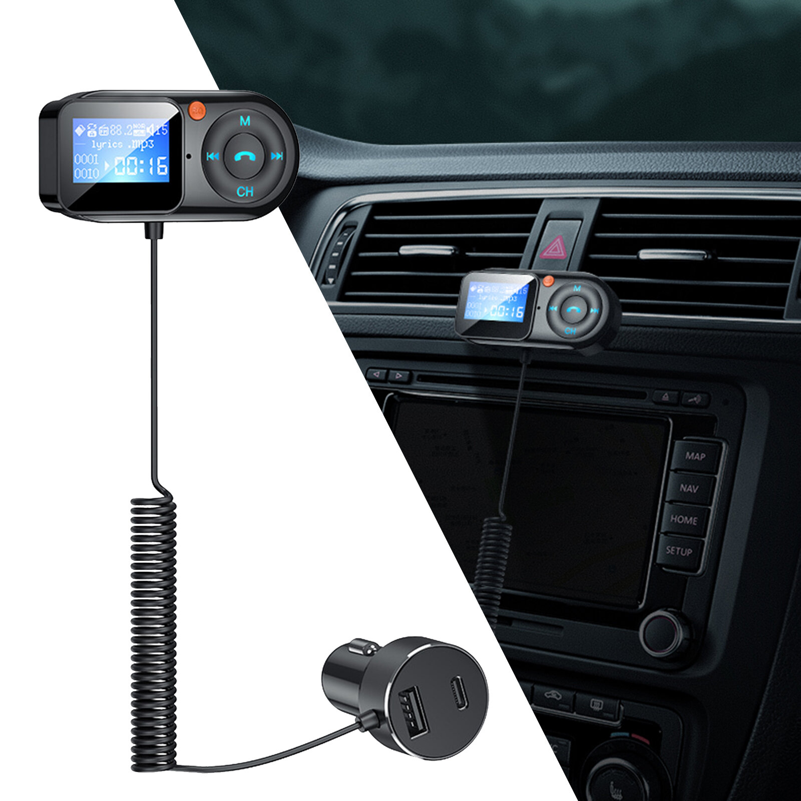 

Bakeey T1 Авто FM-передатчик Bluetooth MP3-плеер Handsfree USB зарядное устройство Поддержка TF Автоd Музыкальный плеер