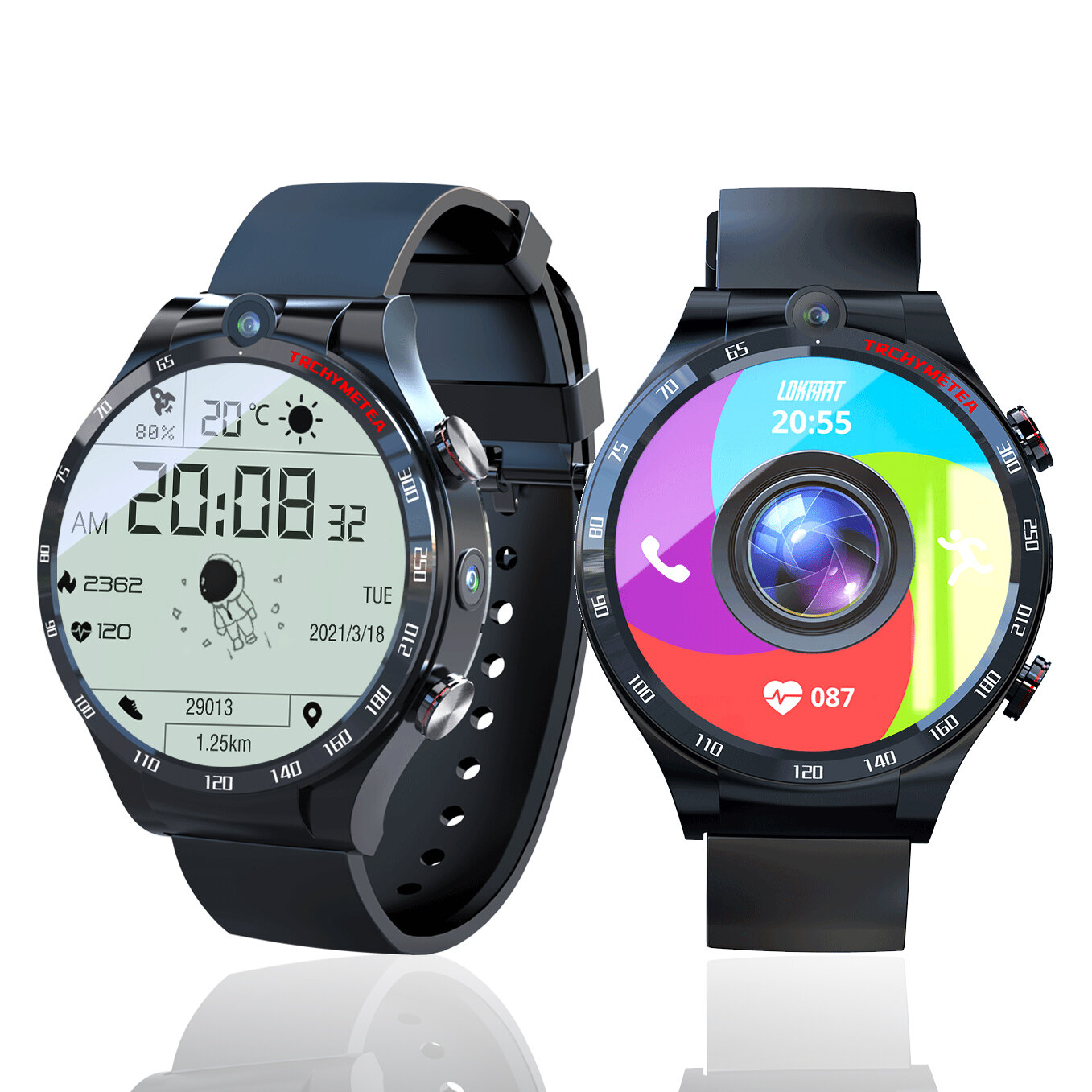 

LOKMAT APPLLP4 4G Full Netcom Smart Watch 1,6-дюймовый полный сенсорный экран 4G + 128G GPS WIFI Dual камера Сердце Скор