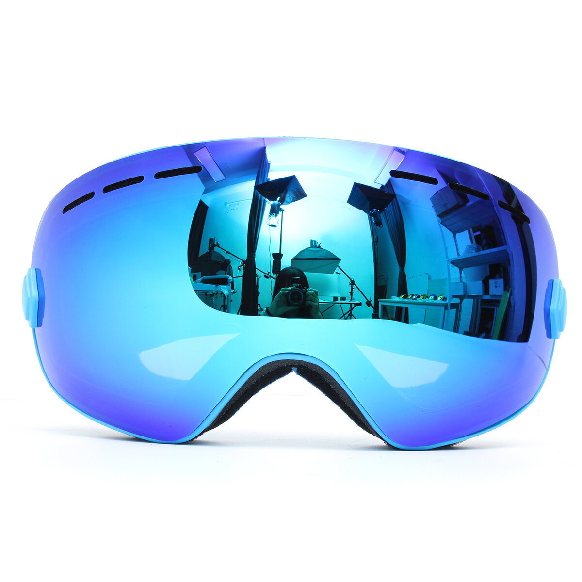 

Профессиональные лыжи мотоцикл Сноуборд Лыжные очки Анти Туман УФ Двойной Объектив Синий