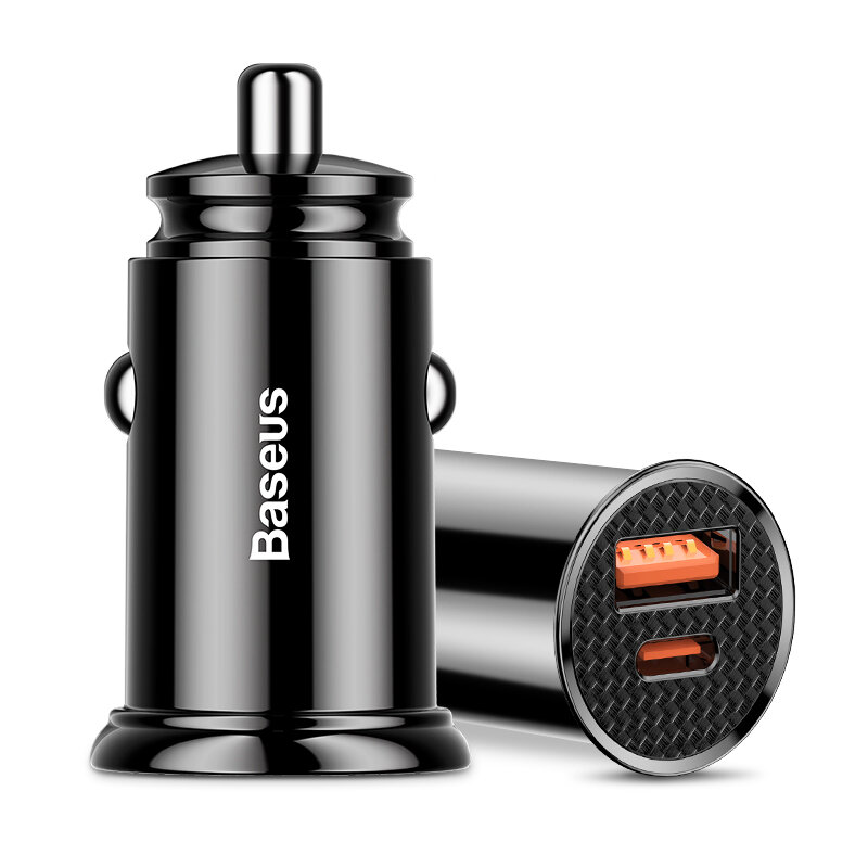 

Baseus 30W 2-портовый USB Авто Адаптер зарядного устройства USB-A и USB-C/Dual USB-A Быстрая зарядка для iPhone 12 13 14