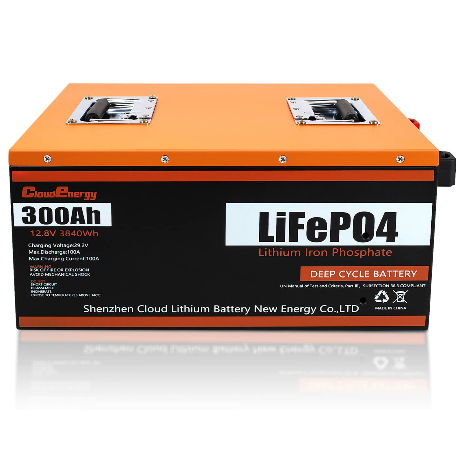 

[US Direct] Cloudenergy LiFePO4 Battery 12V 300Ah 3.84kWh 2560W Deep Cycle with Longer Runtime Built-in 100A BMS 6000+Cy