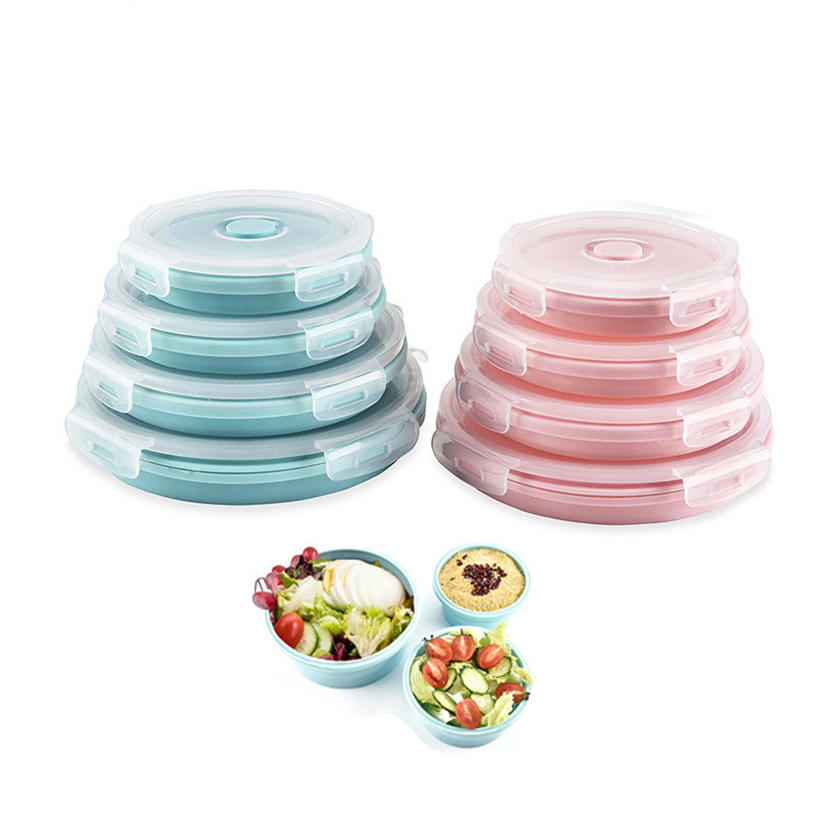 

Collapsible Stackable Food Storage Containers With Lids- Foldable Bowl Lunch Bento Box Food Prep Containers