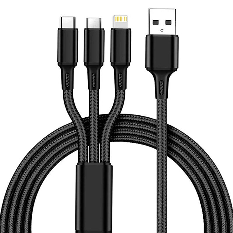 

2A USB-A–Type-C/Micro/iP-кабель для быстрой зарядки Nylon Плетеный сердечник длиной 1,2 м для iPhone14 Pro для Huawei P5