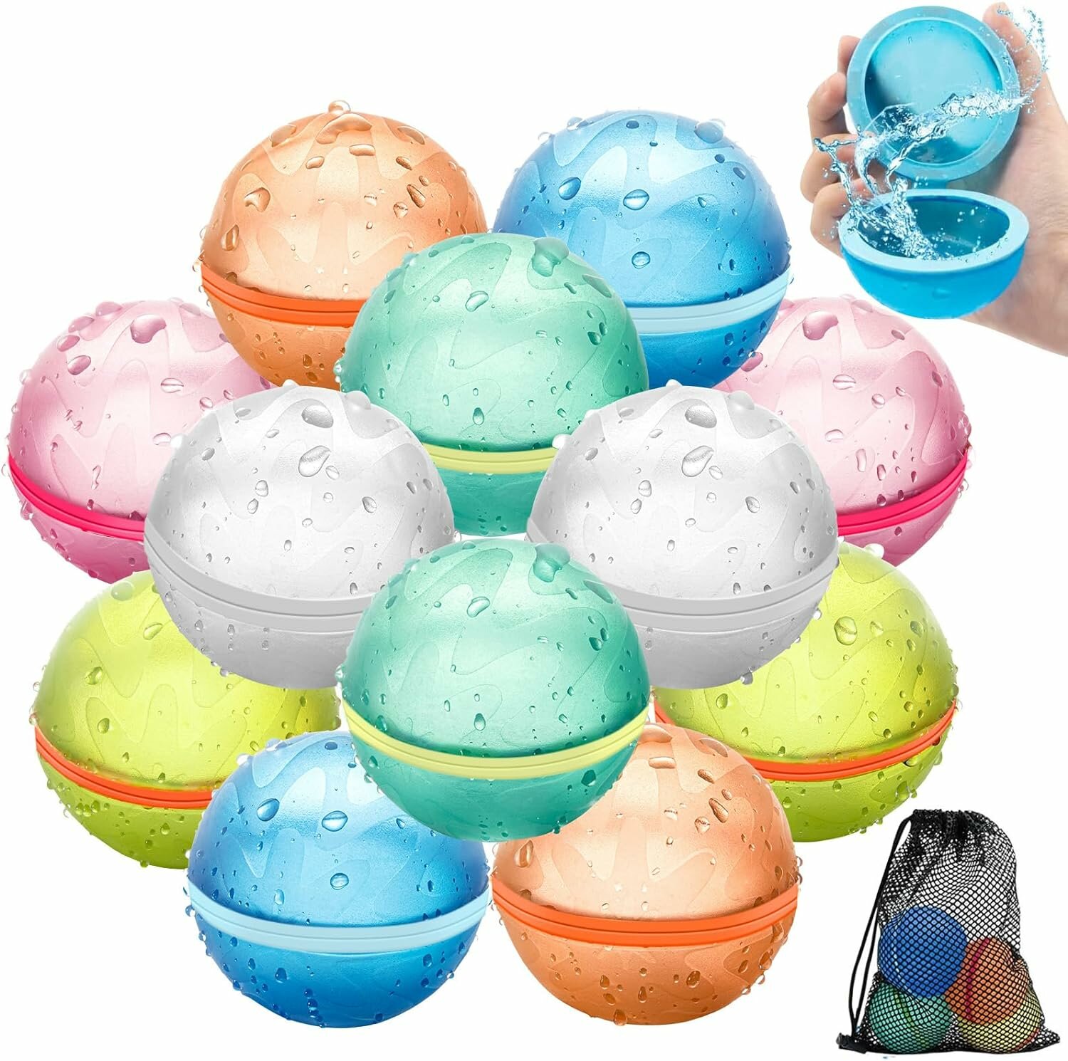 

Reusable Magnetic Refillable Water Balls Summer Outdoor Water Toy for Kids and Adults Self Sealing Quick Filling Water B