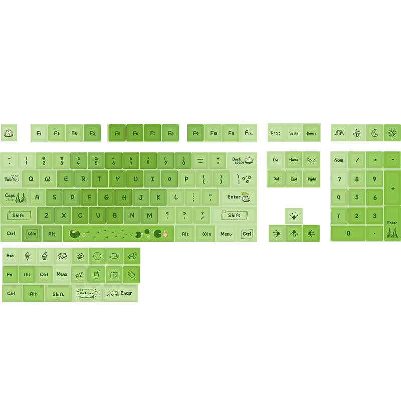 

Matcha Mint Green Mechanical Keyboard XDA Profile Keycap Set 127-key PBT Sublimation Customed Keycaps Suitable for 61 68
