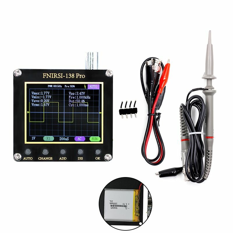 

FNIRSI-138 PRO Портативный цифровой Осциллограф 2,5 Мвыб./с, 200 кГц Аналоговая полоса пропускания Поддержка AUTO 80 кГц