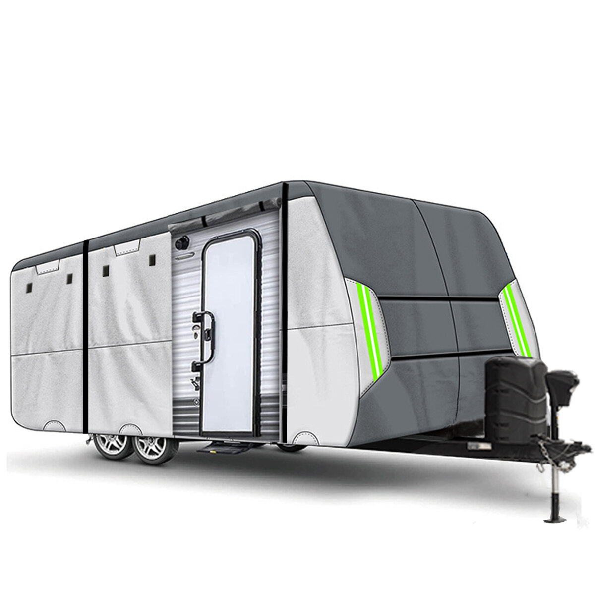

ELUTO 4 Layers Travel Trailer RV Covers Waterproof Anti-UV For 16'-18' RV Camper