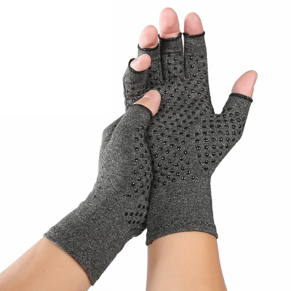 

KALOAD 1 Pair Sports Anti-skid Compression Gloves Health Care Half Finger Gloves Arthritis Pain Relief Gloves