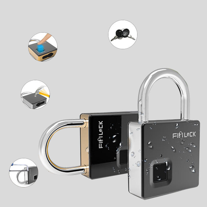 

Smart Fingerprint Padlock Outdoor Travel Lock IP65 Waterproof Biometric Intelligent Fingerprint Key Anti-Theft Lock With