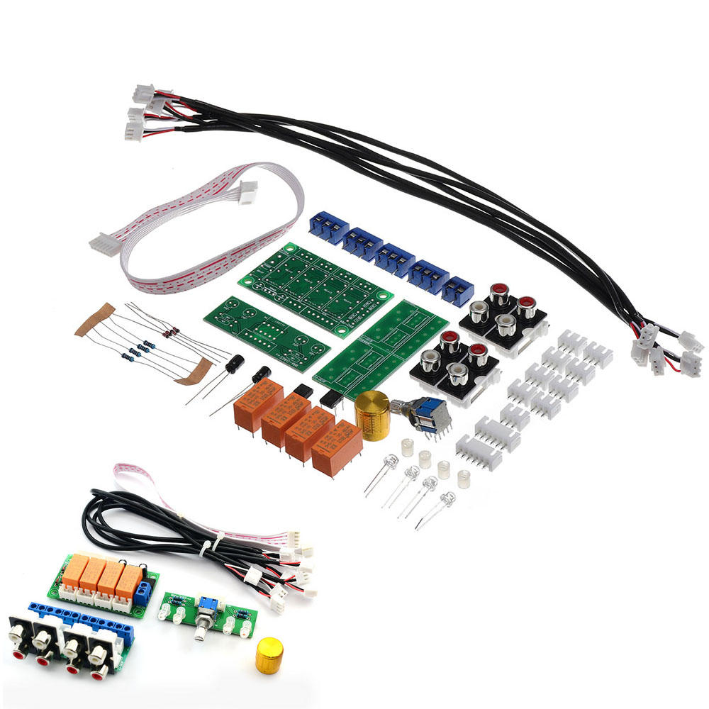 

DIY Relay 4-way Audio Input Signal Selector Switching Kit RCA Audio Input Selection Board of Rotary Switching for Amplif