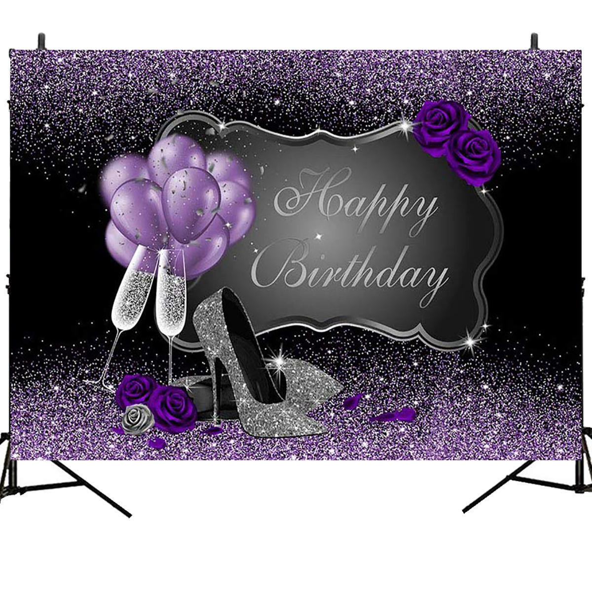 

5x3FT 7x5FT 8x6FT Фиолетовая роза Воздушный шар Щепка С Днем Рождения Фотография Фон Фон Студия Проп - 0,9x1,5 м