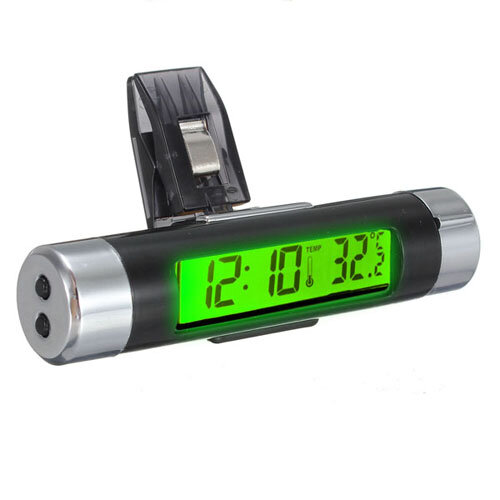 

LCD Clip-on Digital Backlight Automotive Thermometer Clock Calenda