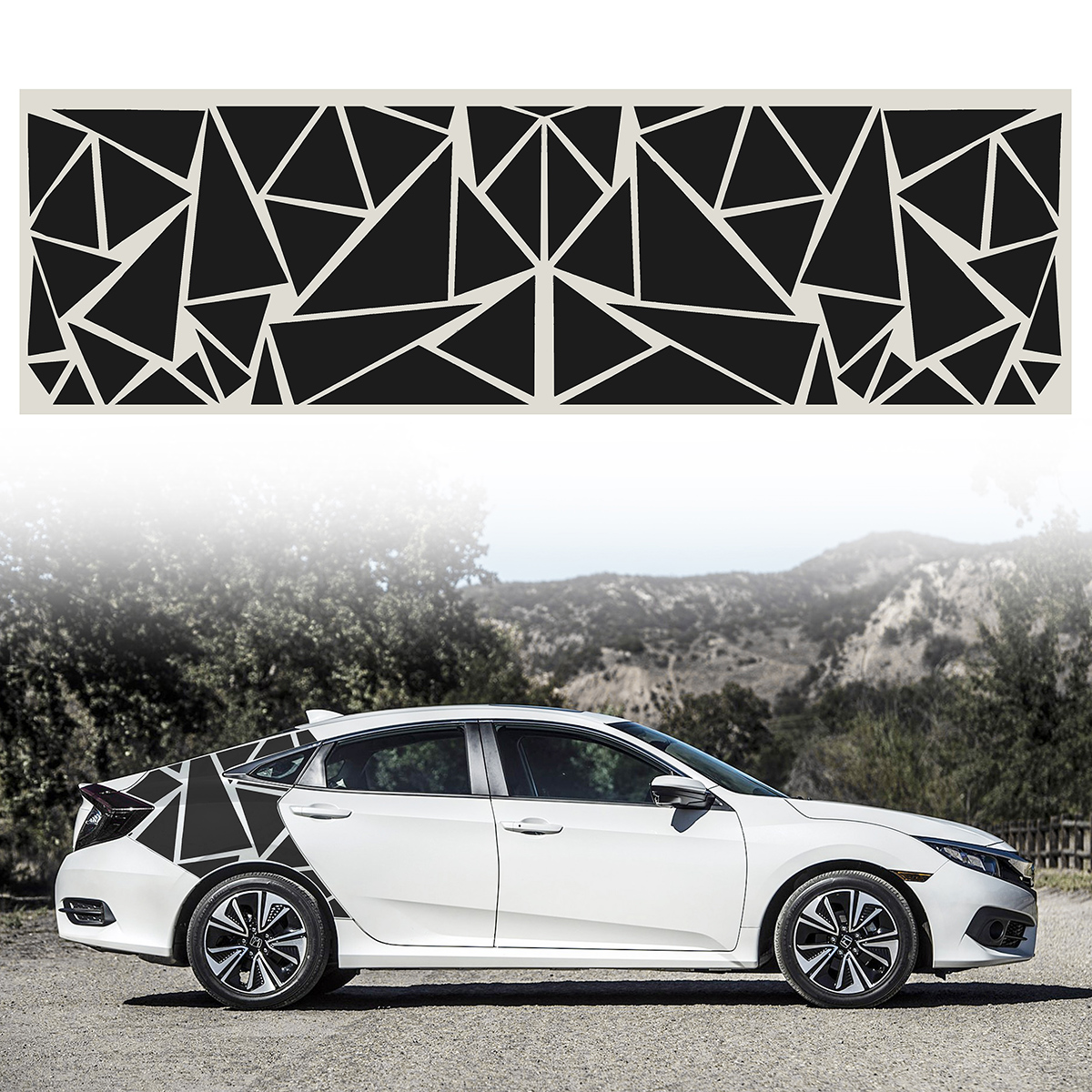 Find 200x60cm Car Side Body Sticker DIY Vinyl Decal Graphic Triangles for Sale on Gipsybee.com with cryptocurrencies