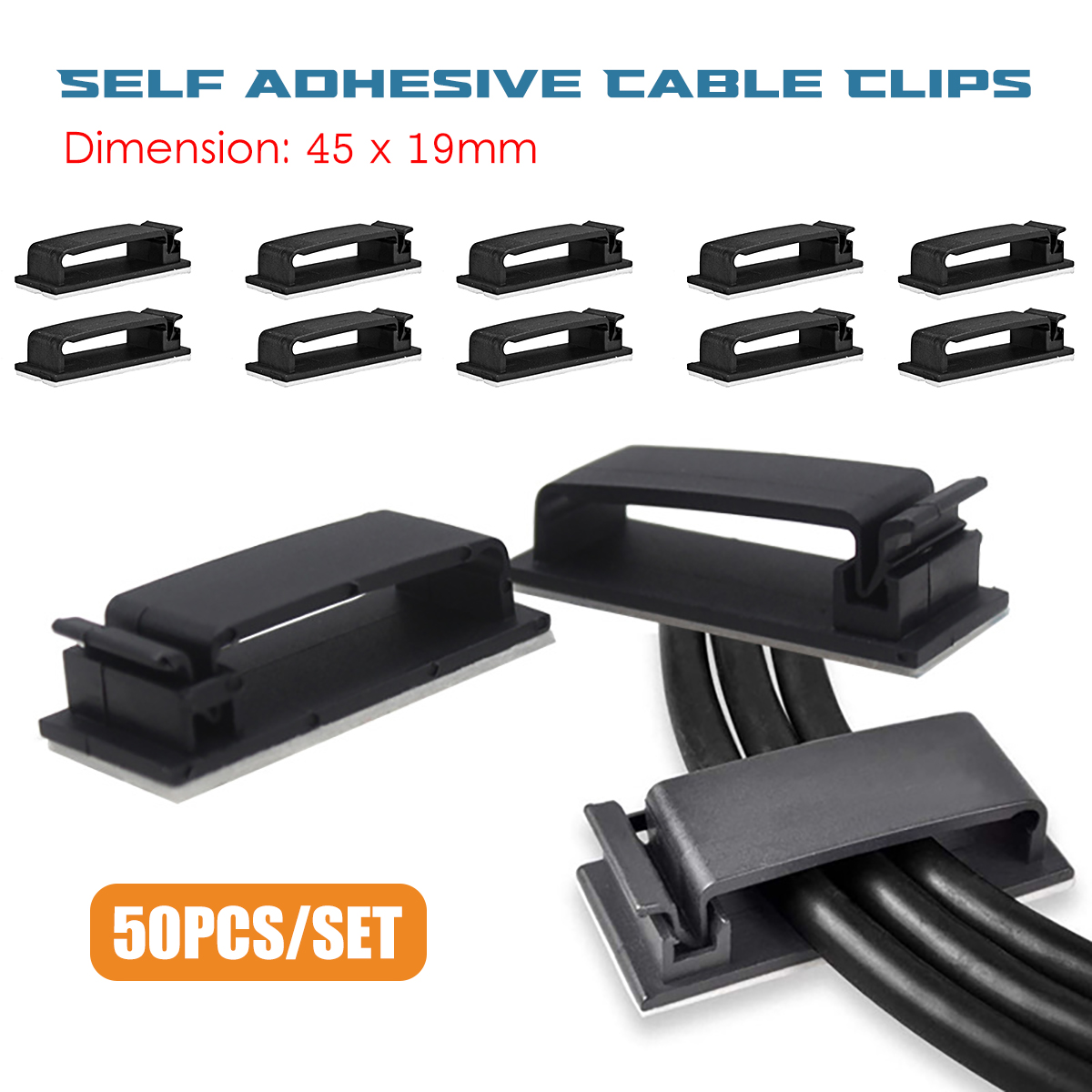 Find 50Pcs Cable Clips Self Adhesive Cord Management Wire Holder Organizer Clamp for Computer for Sale on Gipsybee.com with cryptocurrencies