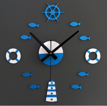 Find Acrylic Mediterranean Style DIY Wall Clock Buoy Small Fish Bell DIY Mute Wall Clock for Sale on Gipsybee.com with cryptocurrencies
