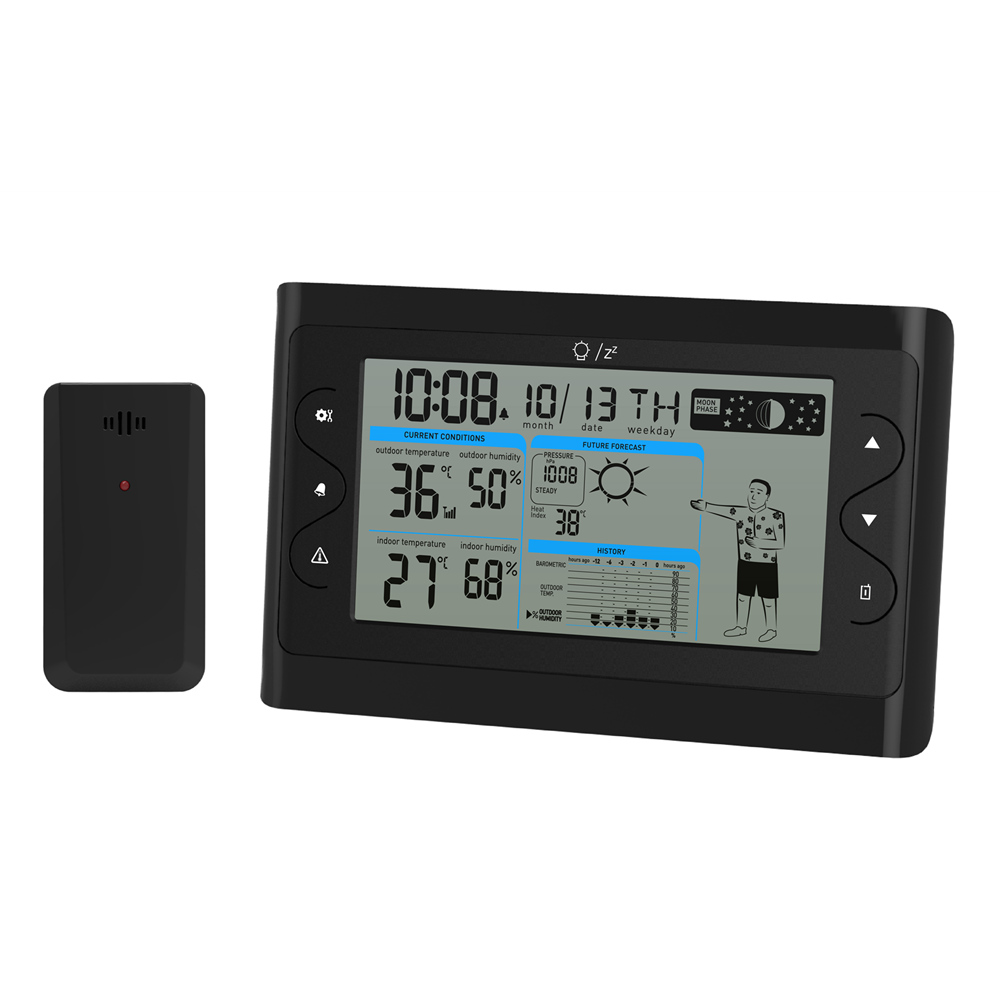 Find AUG-8639 Large Screen LCD Clock Digital Wireless Weather Station Temperature Humidity Barometer Sensor for Sale on Gipsybee.com with cryptocurrencies