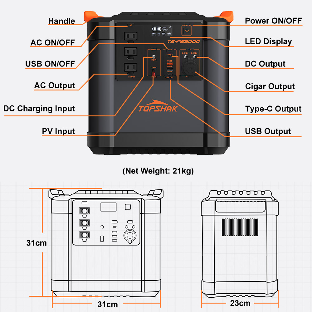 Find TOPSHAK TS PS2000 2200Wh 2000W Portable Power Station Outdoor RV/Van Camping Urgent Solar Generator Solar Mobile Lithium Battery Pack for Sale on Gipsybee.com with cryptocurrencies