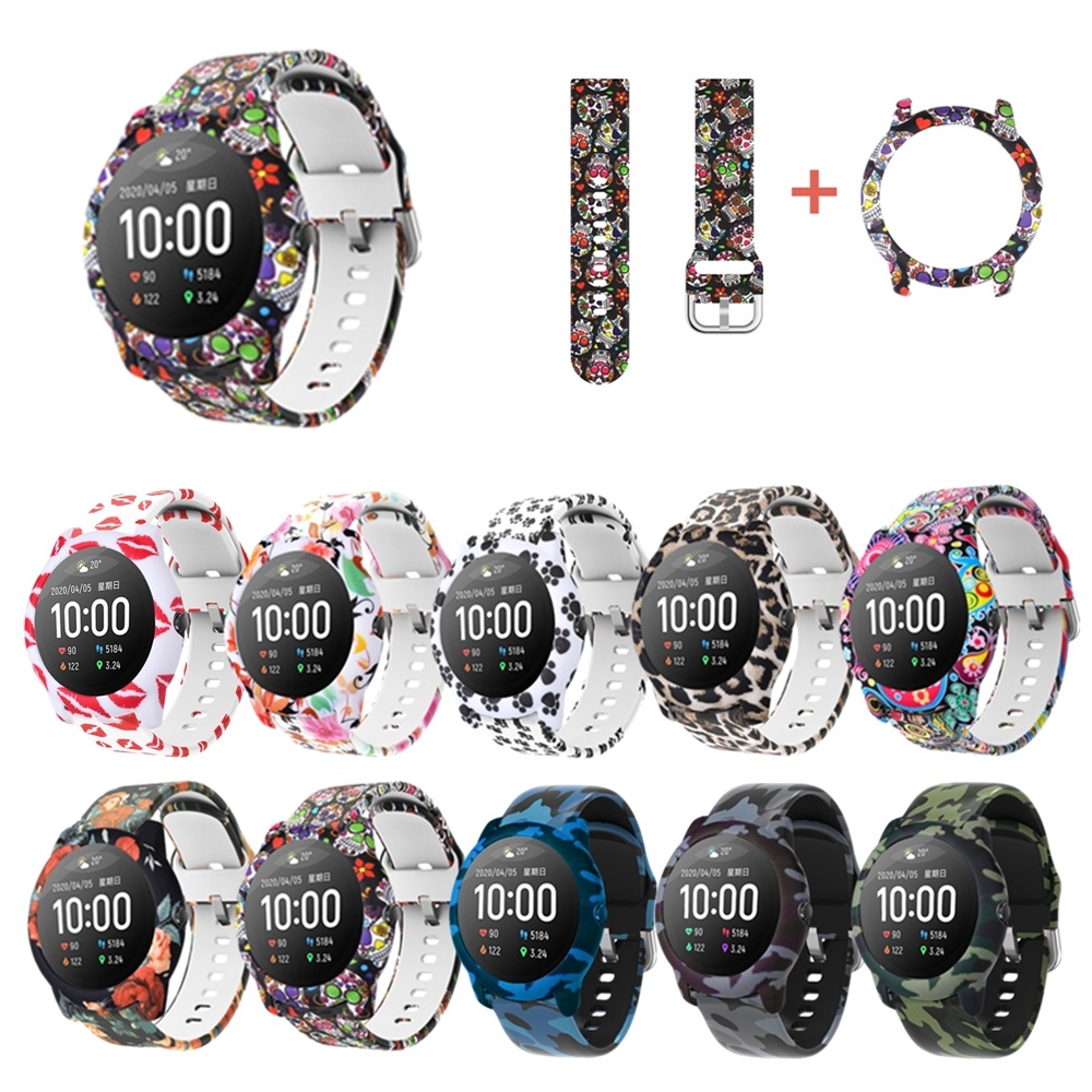 Find Colorful Pattern Watch Band Watch Strap with Watch Case Watch Cover for Haylou Solar LS05 Smart Watch for Sale on Gipsybee.com with cryptocurrencies